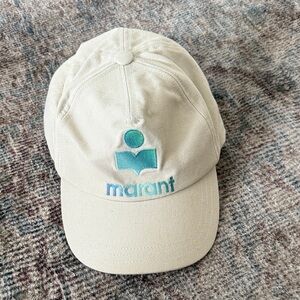 Isabel Marant Beige Cap with Teal Logo